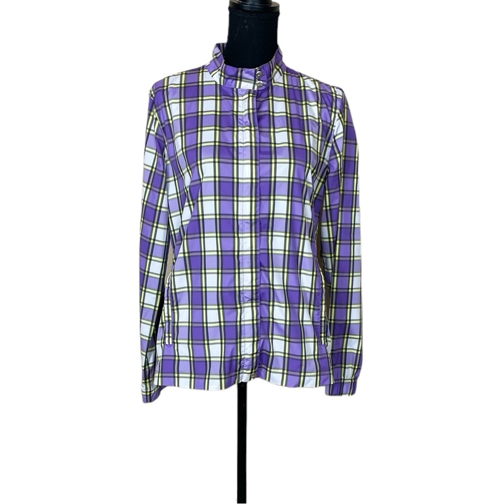 EUC Slazenger Plaid Full Zip Golf Rain Jacket Wind Breaker